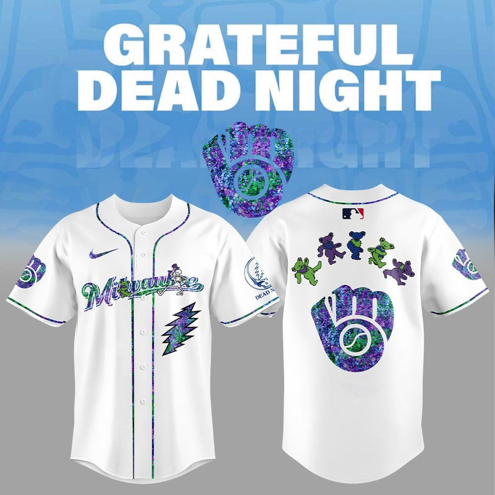 Milwaukee x Grateful Dead Night Baseball Jersey Shirt Cool Gifts For Baseball Lovers
