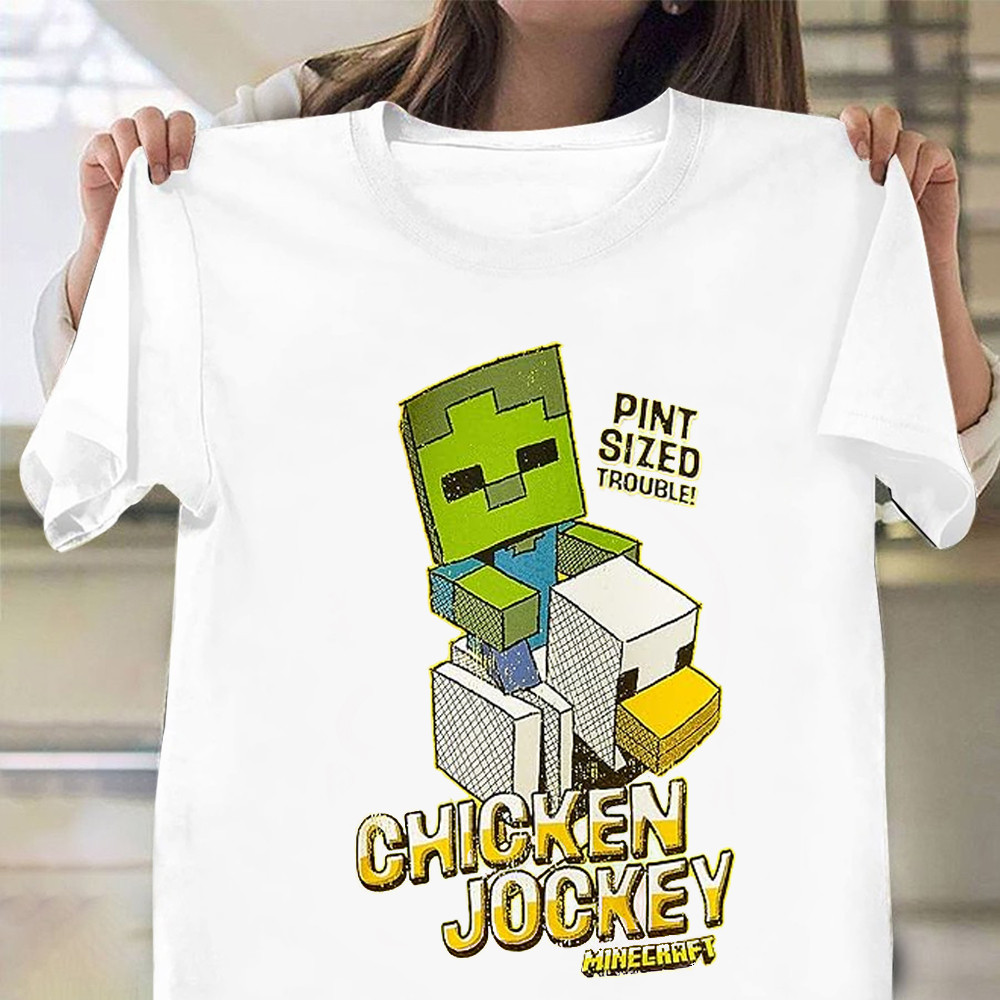 Minecraft Boys T-Shirt Funny Chicken Jockey Shirt Gifts For Friends