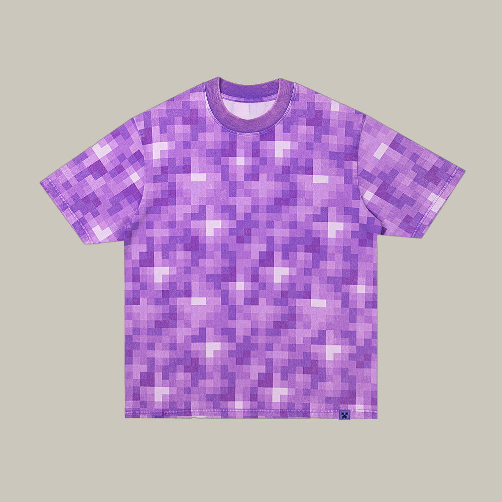 Minecraft Merch Amethyst T-Shirt Minecraft Purple Pixel Shirt Gifts For Enthusiasts