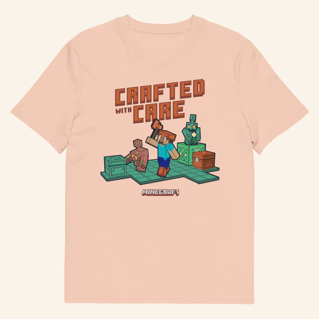 Minecraft Merch Crafted With Care T-Shirt Best Gifts For Sisters