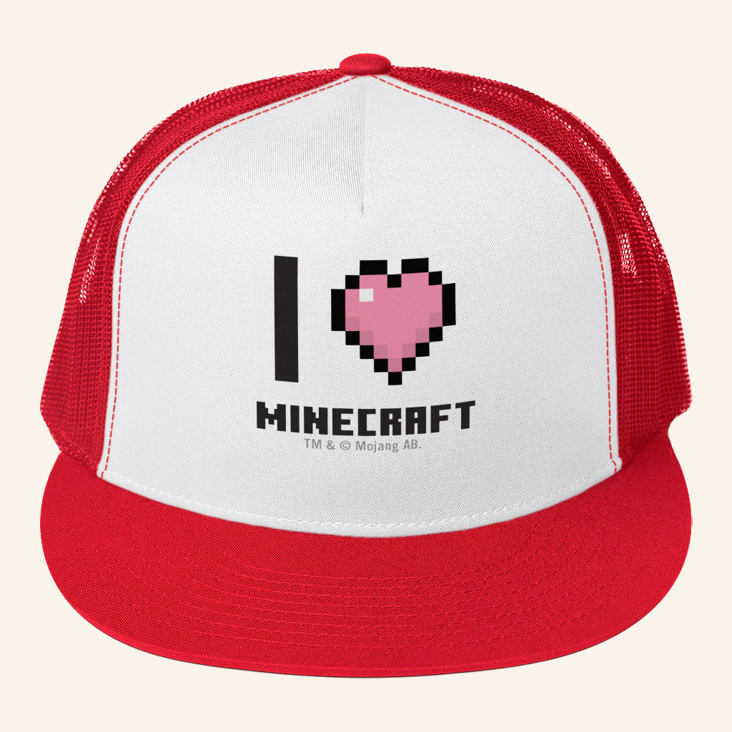 Minecraft Merch I Heart Minecraft Trucker Hat Snapback Gift Ideas For Husband