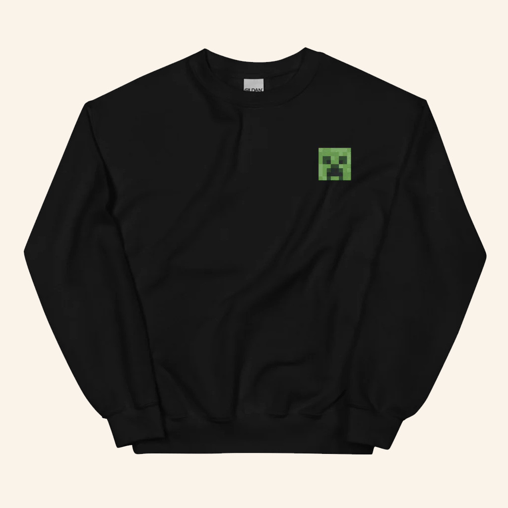 Minecraft Merch Minecraft Creeper Embroidered Crewneck Sweatshirt Present For Husband Minecraft Merch Minecraft Creeper Embroidered Crewneck Sweatshirt Present For Husband