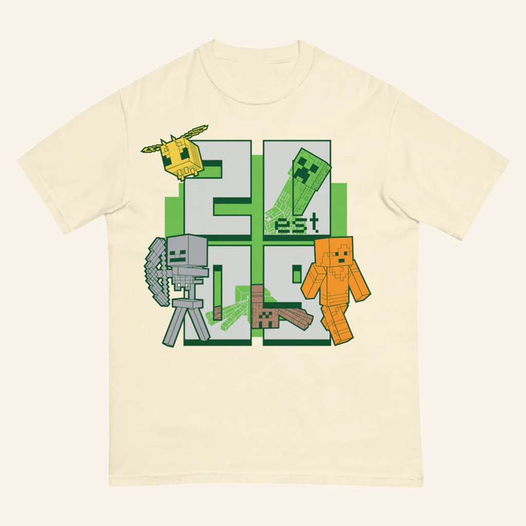 Minecraft Merch Minecraft EST 2009 Stacked T-Shirt Best Gifts For Game Lovers