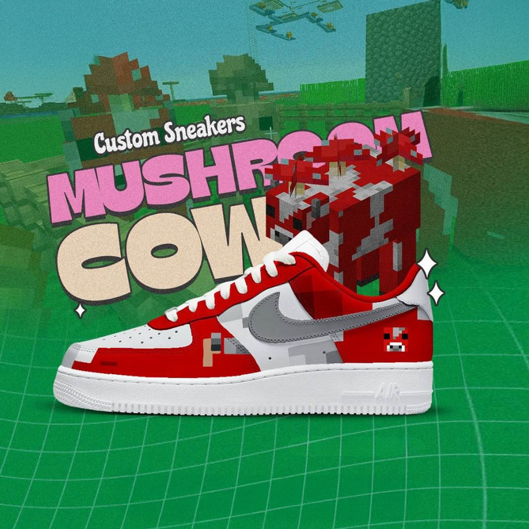 Minecraft MUSHROOM COW 2025 Special Air Force 1 Shoes Gifts For Husband