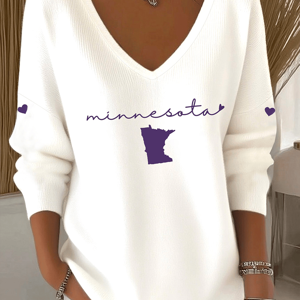 Minessota State Football V-Neck Long Sleeve Shirt Patriotic Minessota Game Day Clothing