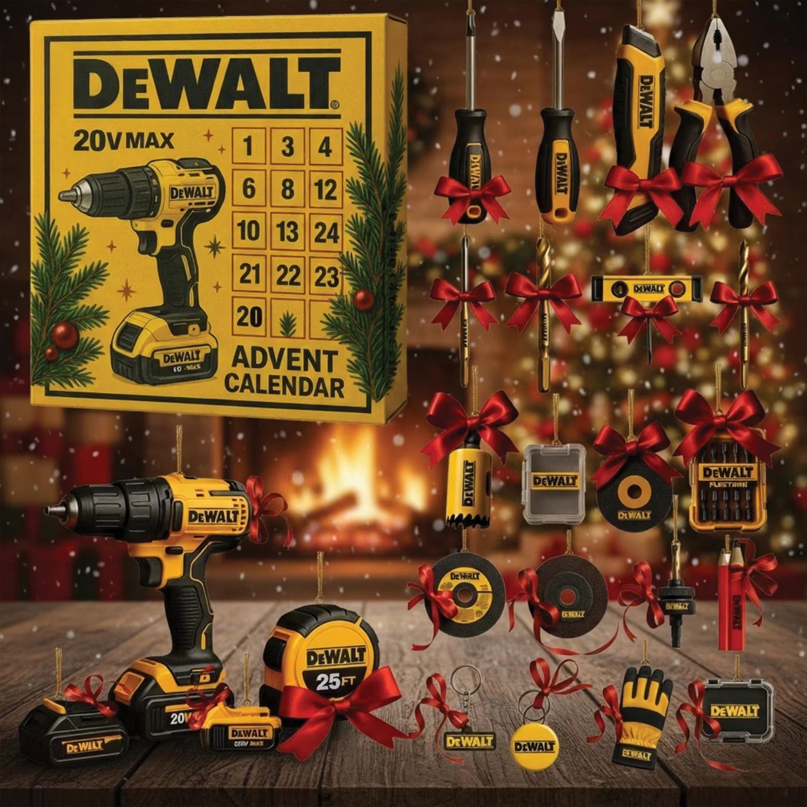 Mini Dewalt Tool Advent Calendar 2025 Christmas Countdown Calendar Gift For Mechanics