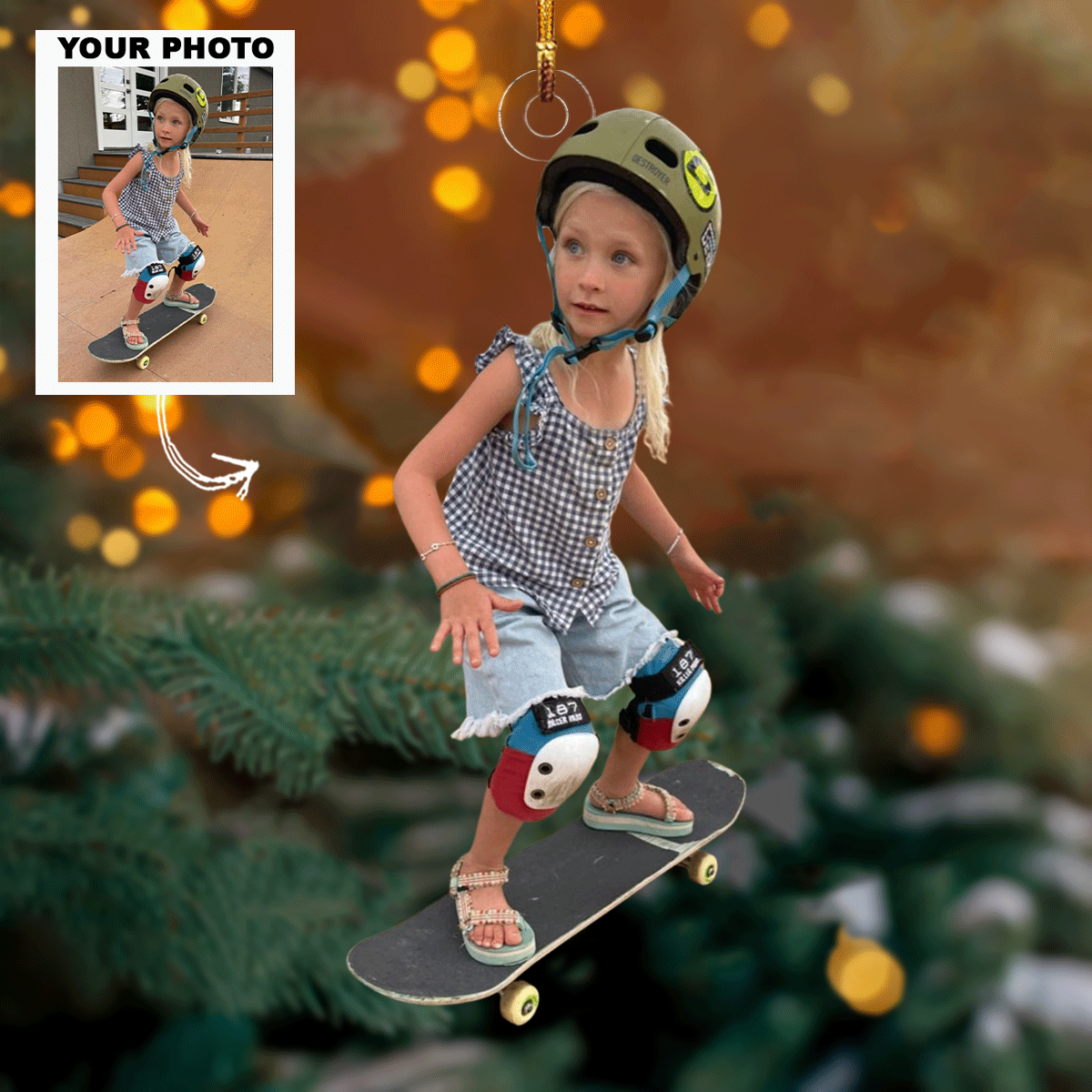 Mini Skate Star Personalized Photo Mica Ornament Christmas Gift For Family Members