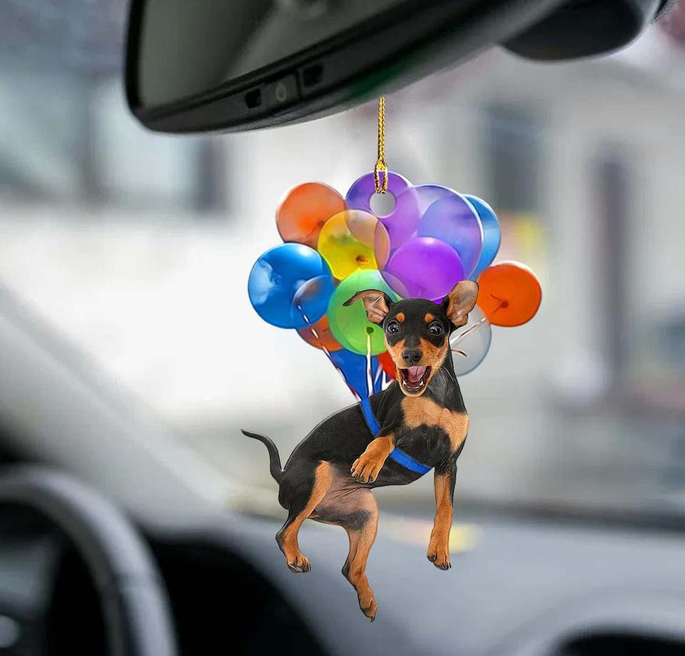 Miniature Pinscher Dog Fly With Bubbles Car Hanging Ornament Dog Ornament Lasfour