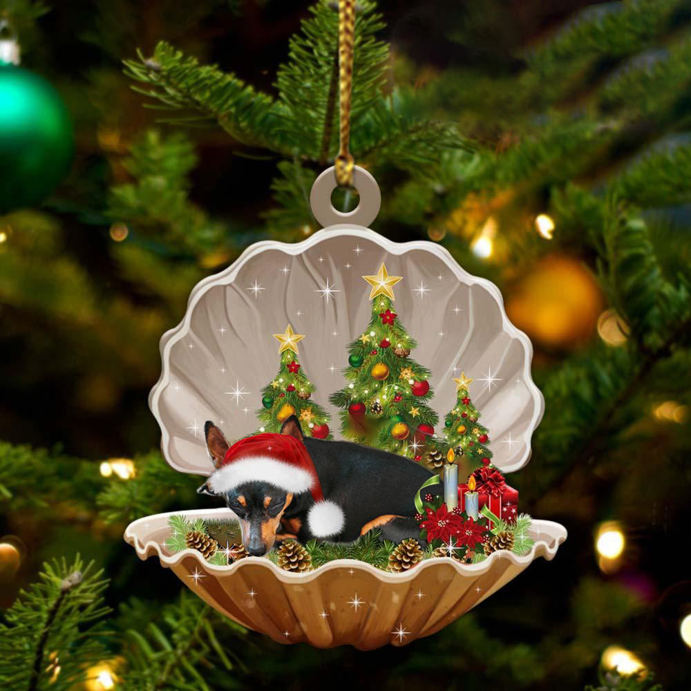 Miniature Pinscher Sleeping in Pearl Dog Christmas Ornament Flat Acrylic