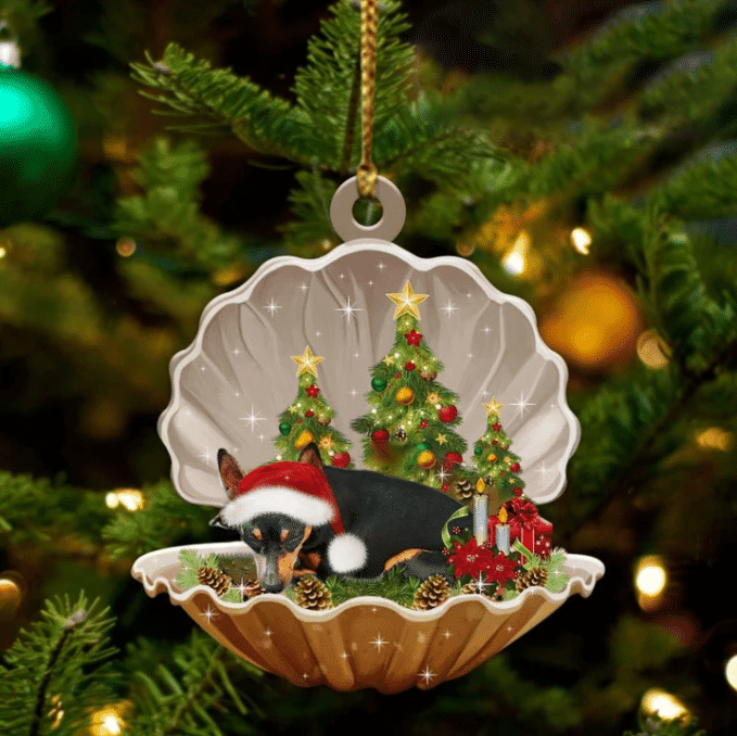 Miniature Pinscher Sleeping in Pearl Dog Christmas Ornament Flat Acrylic