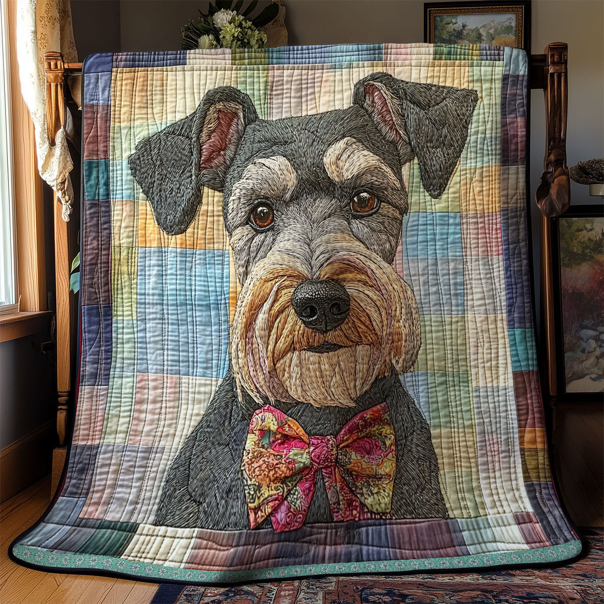 Miniature Schnauzer Dog Quilt Blanket Large Sofa Throws Perfect Mother' Day Gifts For Mom