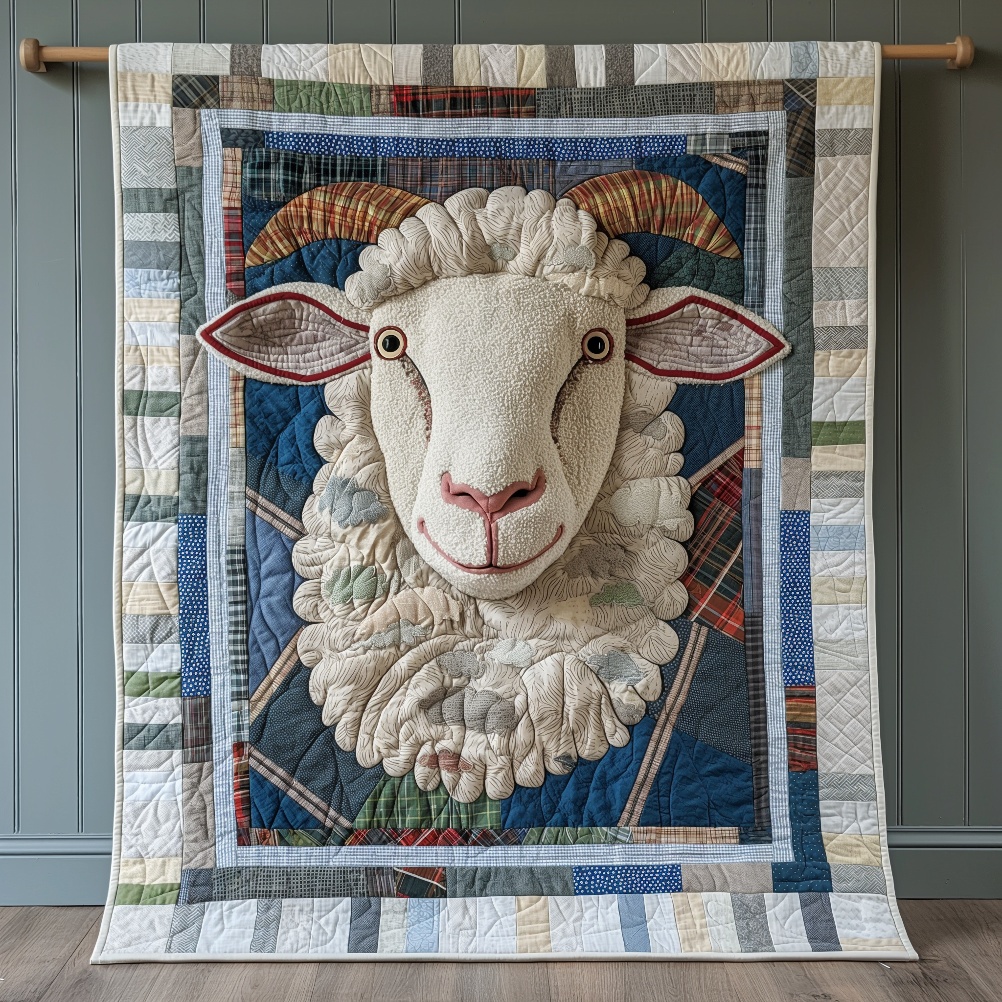 Minimalist Sheep Quilted Blanket Presents For Sheep Lovers