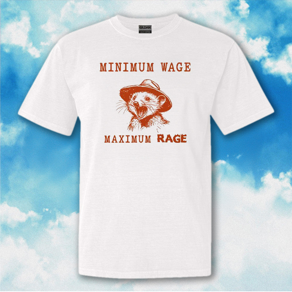 Minimum Wage Maximum Rage Opossum T-Shirt Funny Sayings Shirt Gifts For Besties Minimum Wage Maximum Rage Opossum T-Shirt Funny Sayings Shirt Gifts For Besties