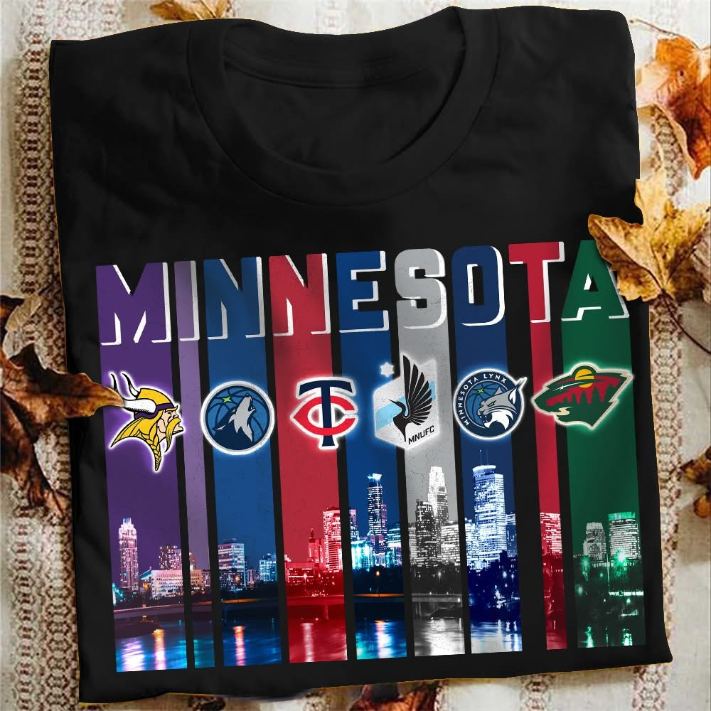 Minnesota City Sport Teams Skyline T-Shirt Best Gifts For Minnesota Sports Lovers Fans