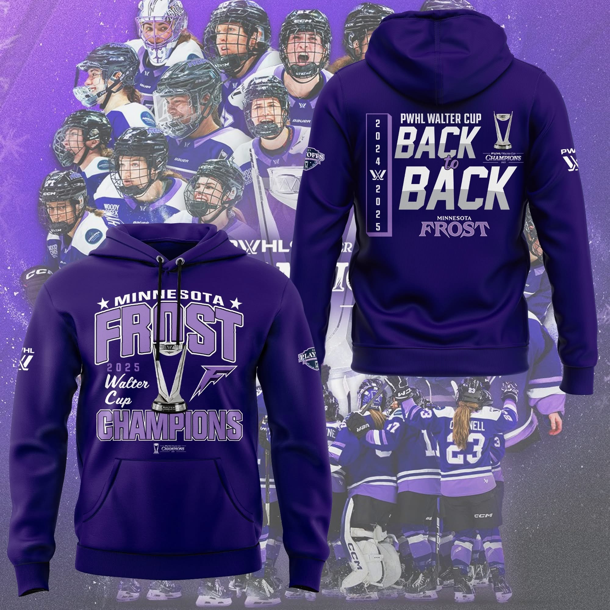 Minnesota Frost 2025 PWHL Walter Cup Champions Hoodie Hockey Fan Merch Gear Best Gifts