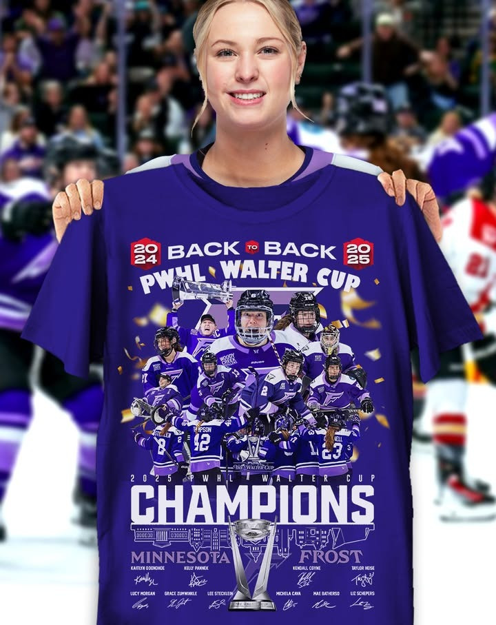 Minnesota Frost Back To Back PWHL Walter Cup 2025 T-Shirt Hockey Fan Merch Gifts
