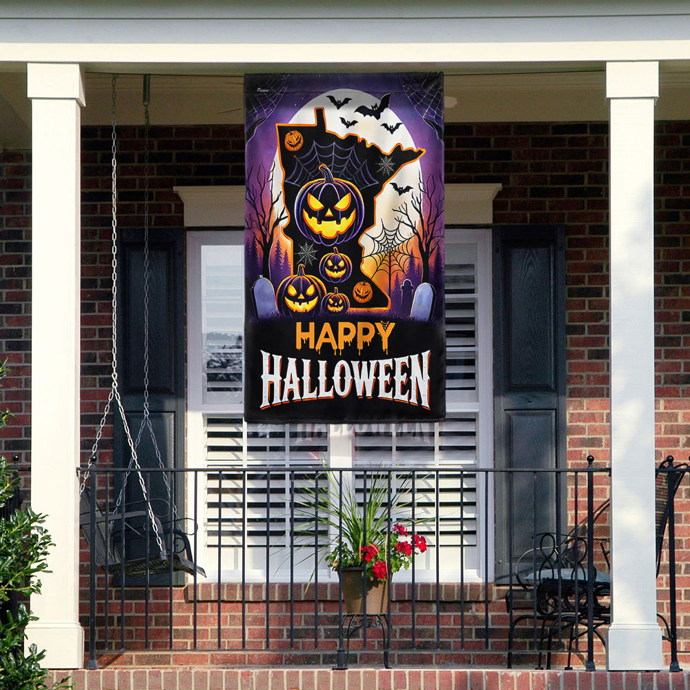 Minnesota Halloween Scary Pumpkins Flag