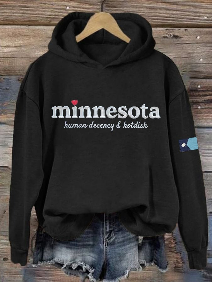 Minnesota Human Decency And Hotdish Hoodie Women FDT Political Best Gift