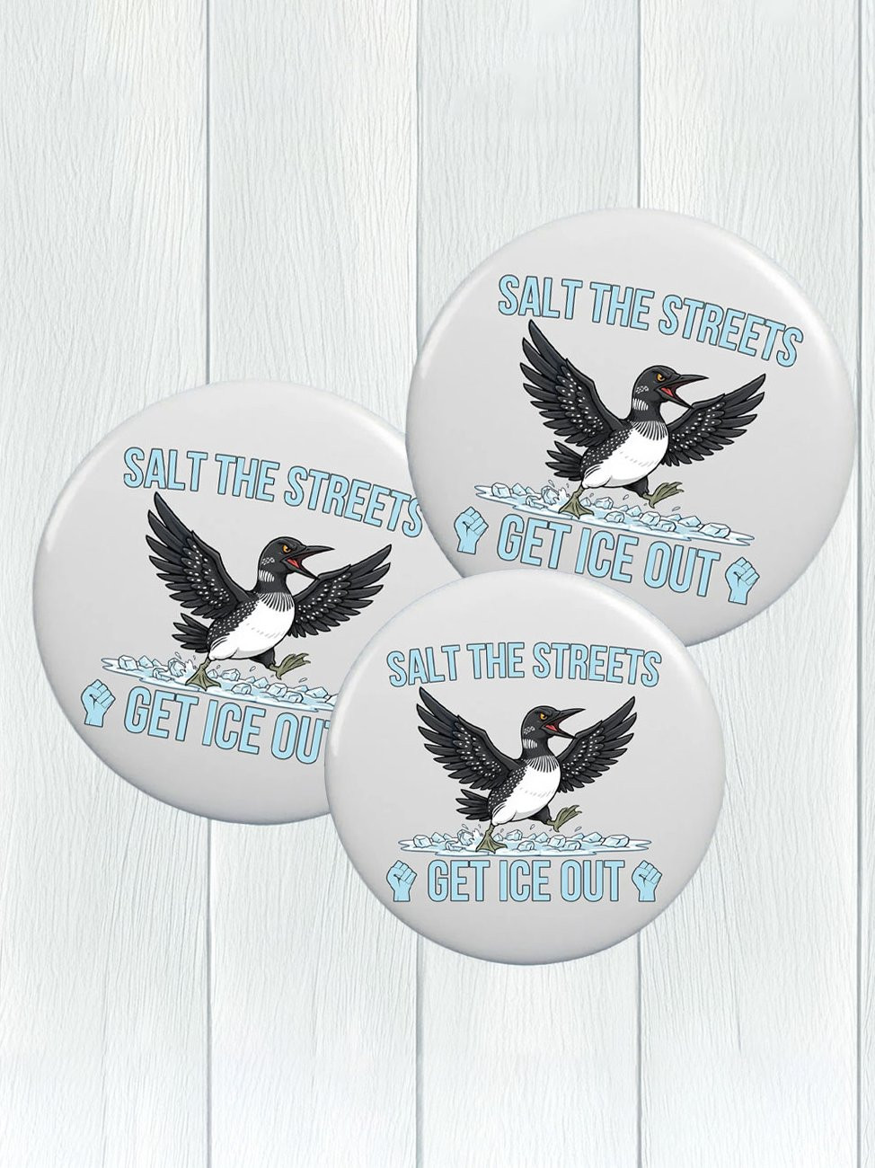 Minnesota Loon Salt The Streets Pin Button F ICE Button Minnesota Rebel Alliance Merch
