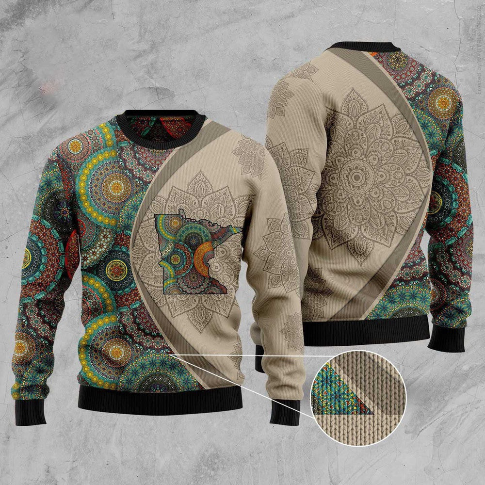 Minnesota Mandala Ugly Christmas Sweater Funny Ugly Christmas Sweater Best Christmas Gifts