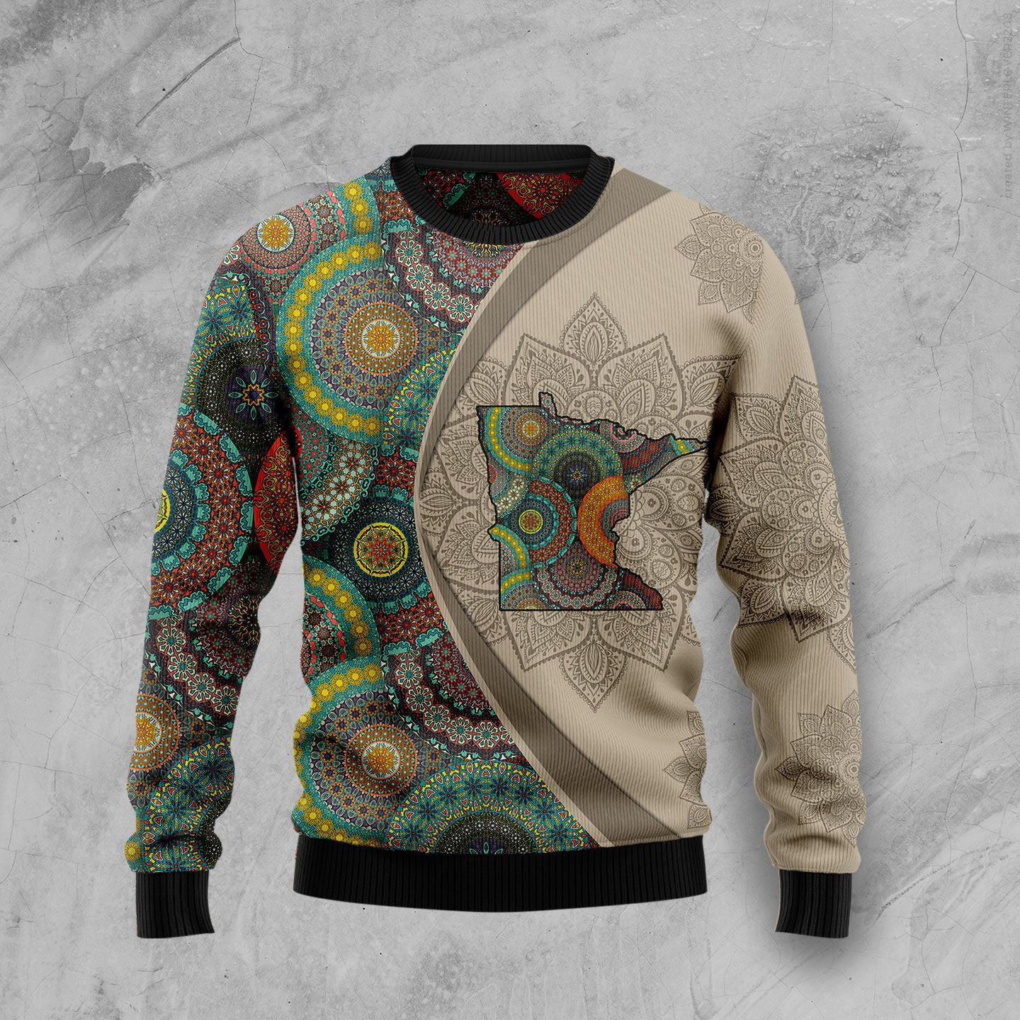 Minnesota Mandala Ugly Christmas Sweater Winter Apparel Family Reunion Christmas Gift Ideas