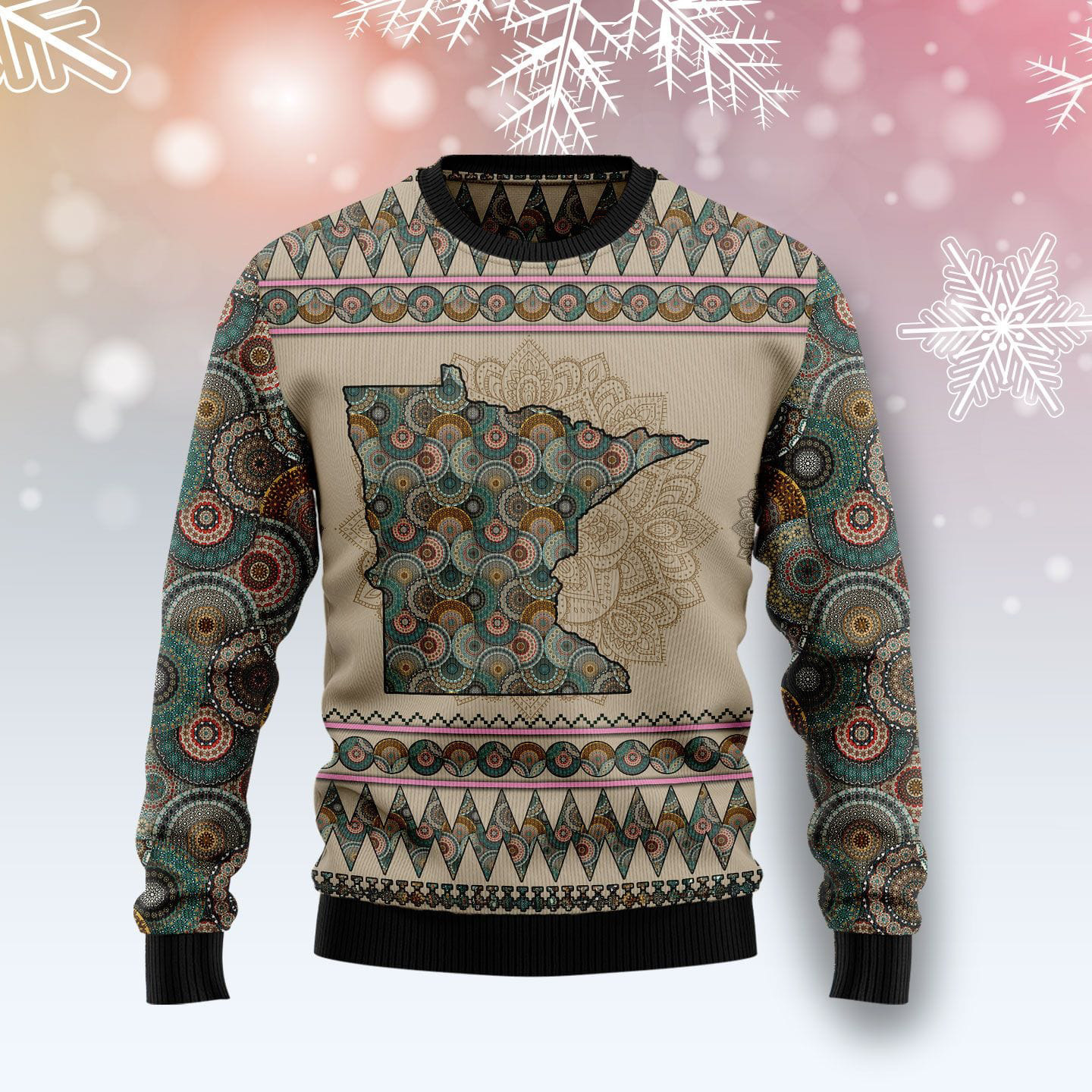 Minnesota Mandala Ugly Christmas Sweater Winter Clothing Christmas Sweater Gifts