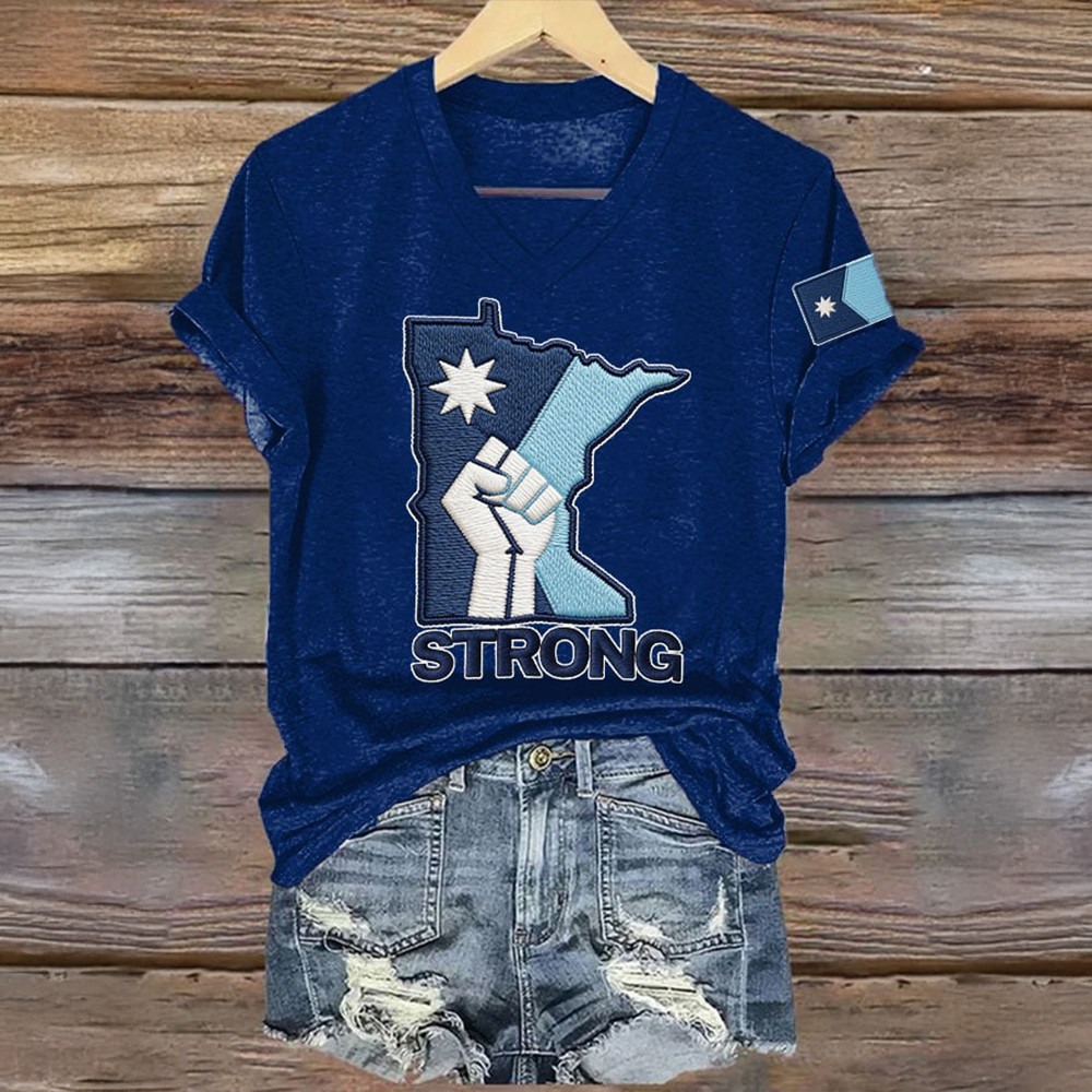 Minnesota Strong V-Neck Shirt Alex Pretti Kicking Ice Car Anti ICE Merchandise