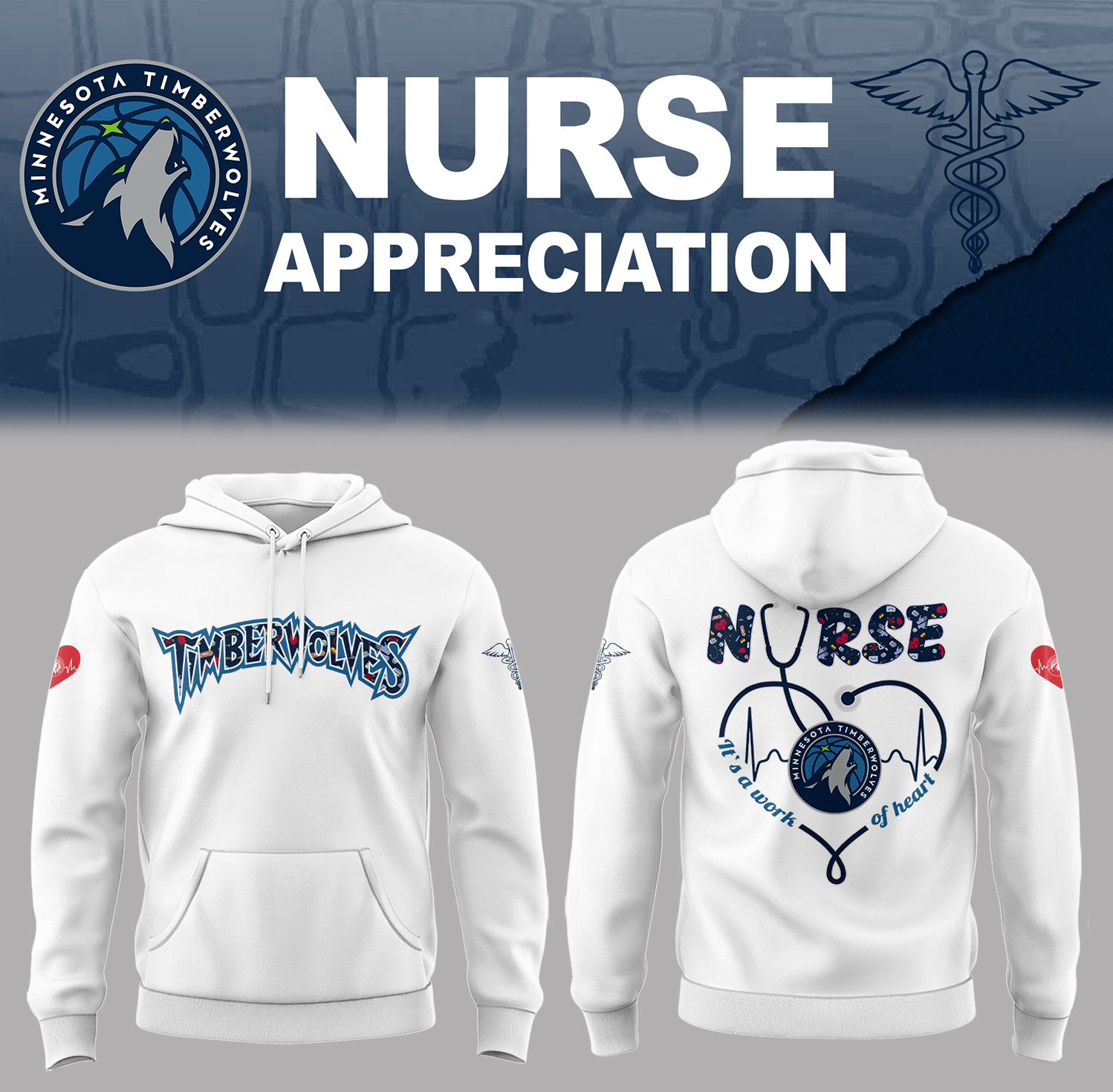 Minnesota Timberwolves X Nurse Appreciation Hoodie Gift Ideas For Basketball Players