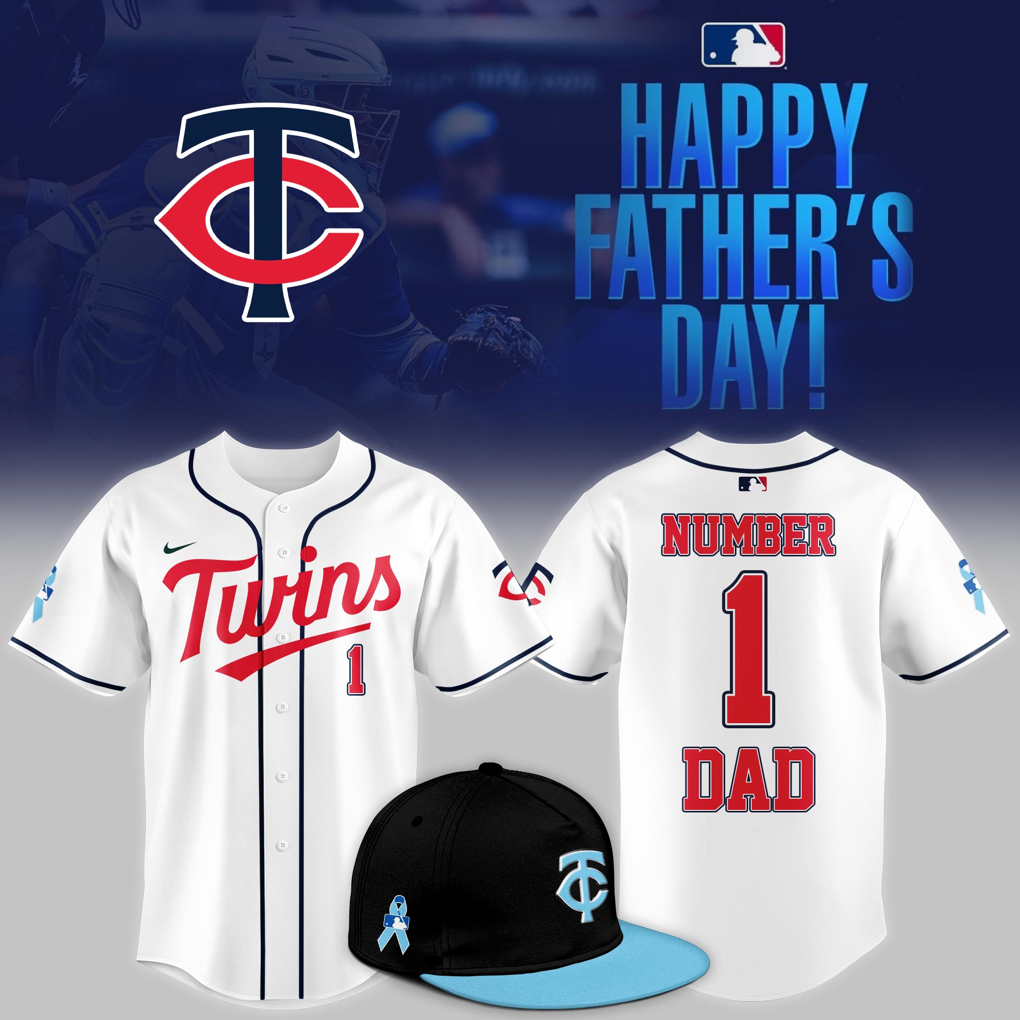 Minnesota Twins 2025 Fathers Day Number 1 Dad Jersey Gift For Baseball Lover