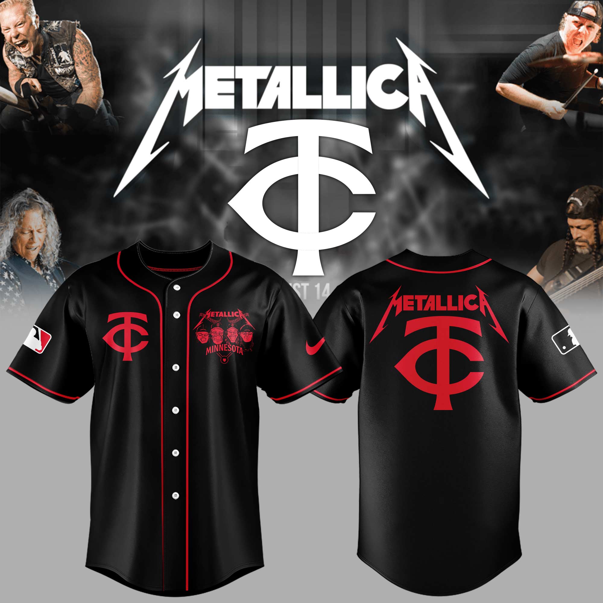 Minnesota Twins Baseball Metallica Night Jersey Gift For Baseball Lover