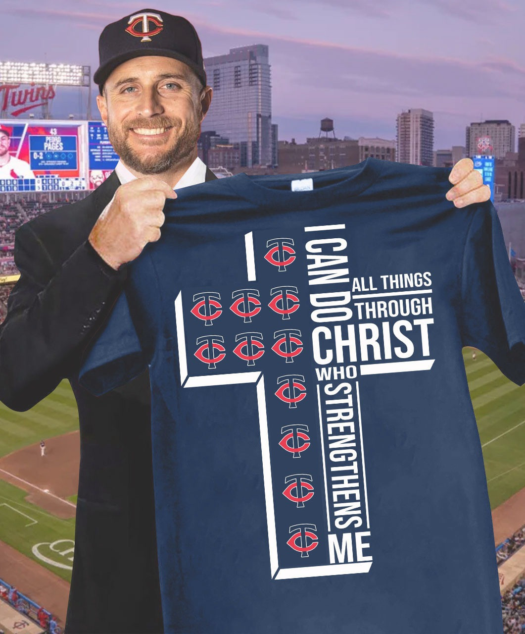Minnesota Twins Faith T-Shirt I Can Do All Things Through Christ Who Strengthens Me Gifts