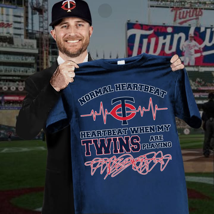 Minnesota Twins Merch Heartbeat When My Twins Are Playing T-Shirt Minesota Twins Merch Best Gift For Baseball Lover