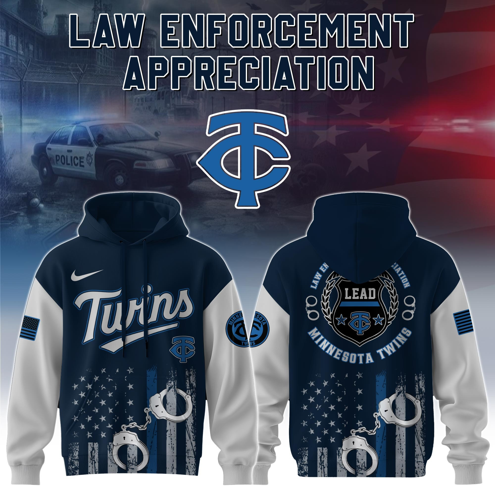 Minnesota Twins MLB Law Enforcement Appreciation Day Hoodie Thin Blue Line Gifts For Fans