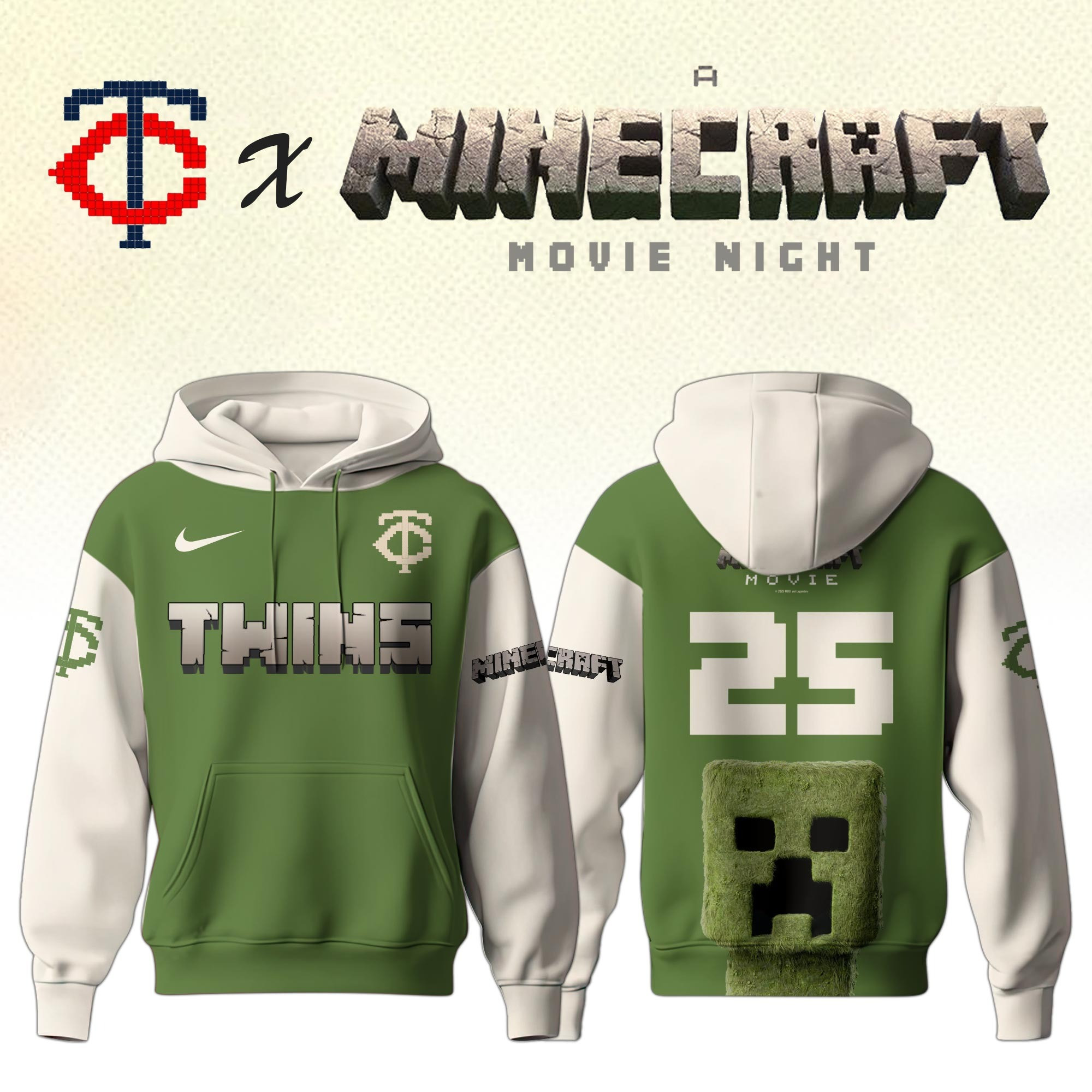 Minnesota Twins MLB x A MINECRAFT MOVIE Night Hoodie Unique Gifts Baseball Fans