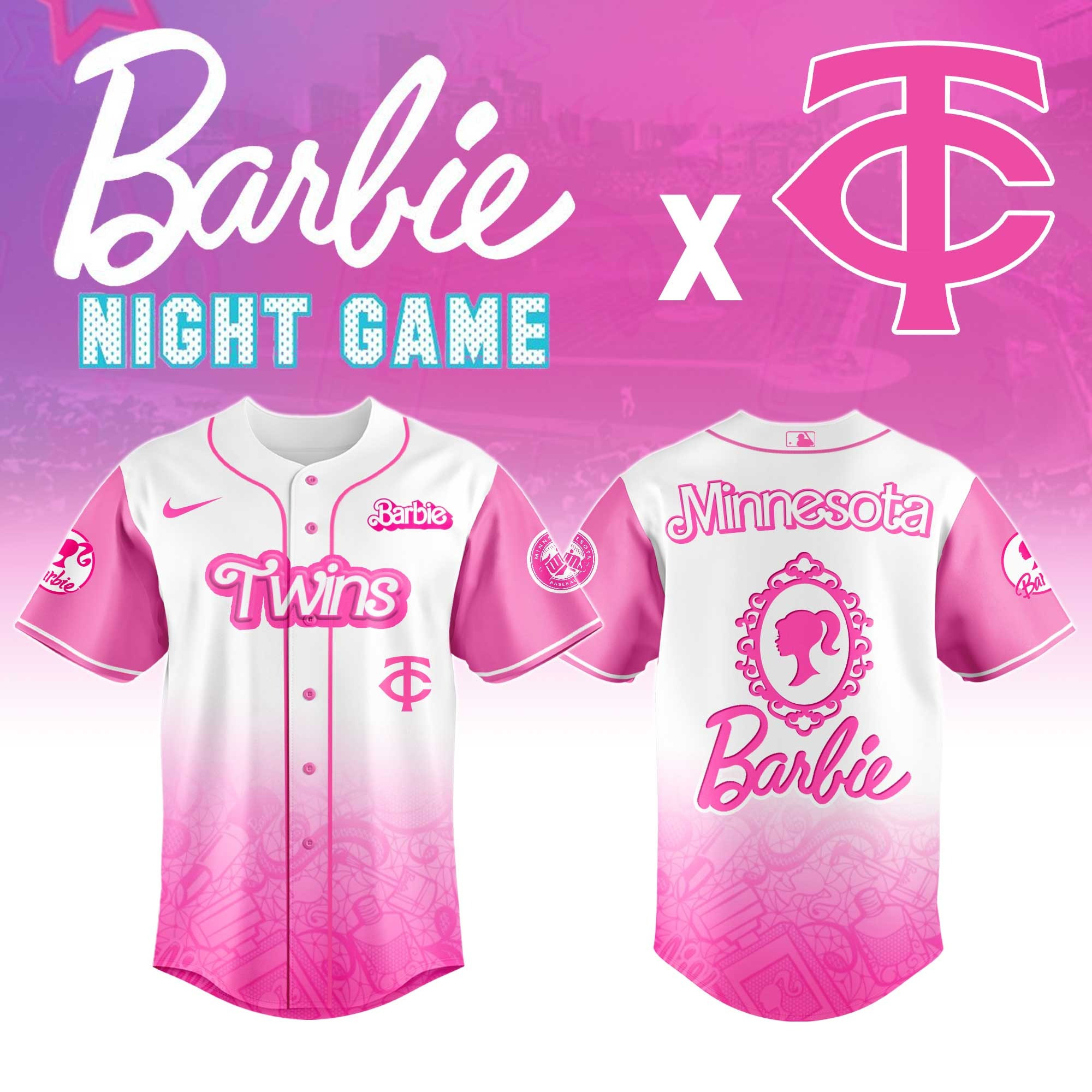 Minnesota Twins MLB x Barbie Night Game Limited Edition Jersey Unique Gifts For Baseball Fans