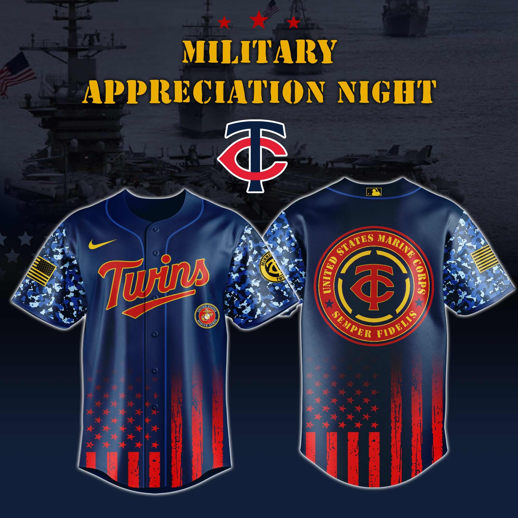 Minnesota Twins MLB x Marine Corps Military Appreciation Night Jersey Editions Limited 2025 Gift For Minnesota Fans