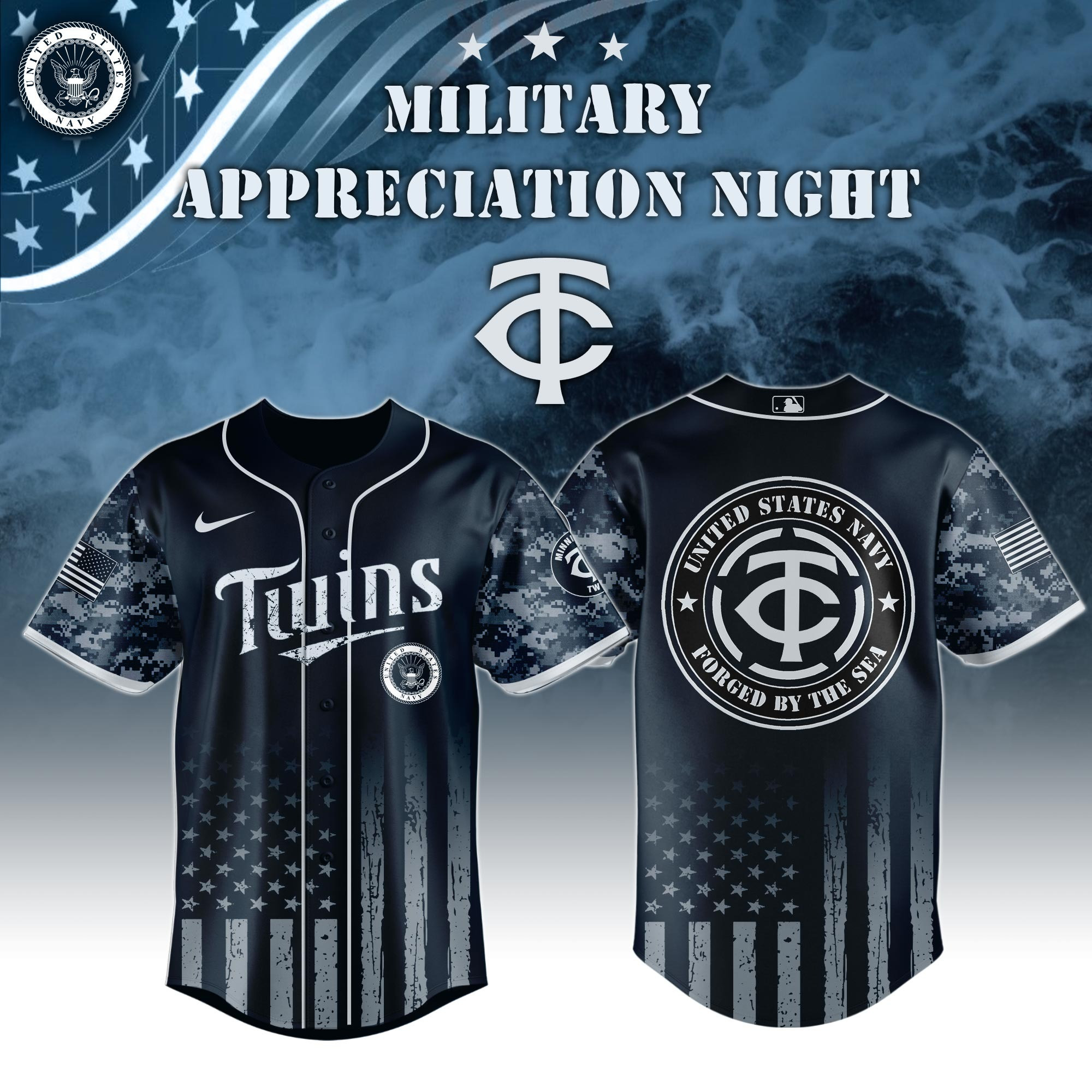 Minnesota Twins MLB x Navy Military Appreciation Night Jersey Gifts For Baseball Lovers