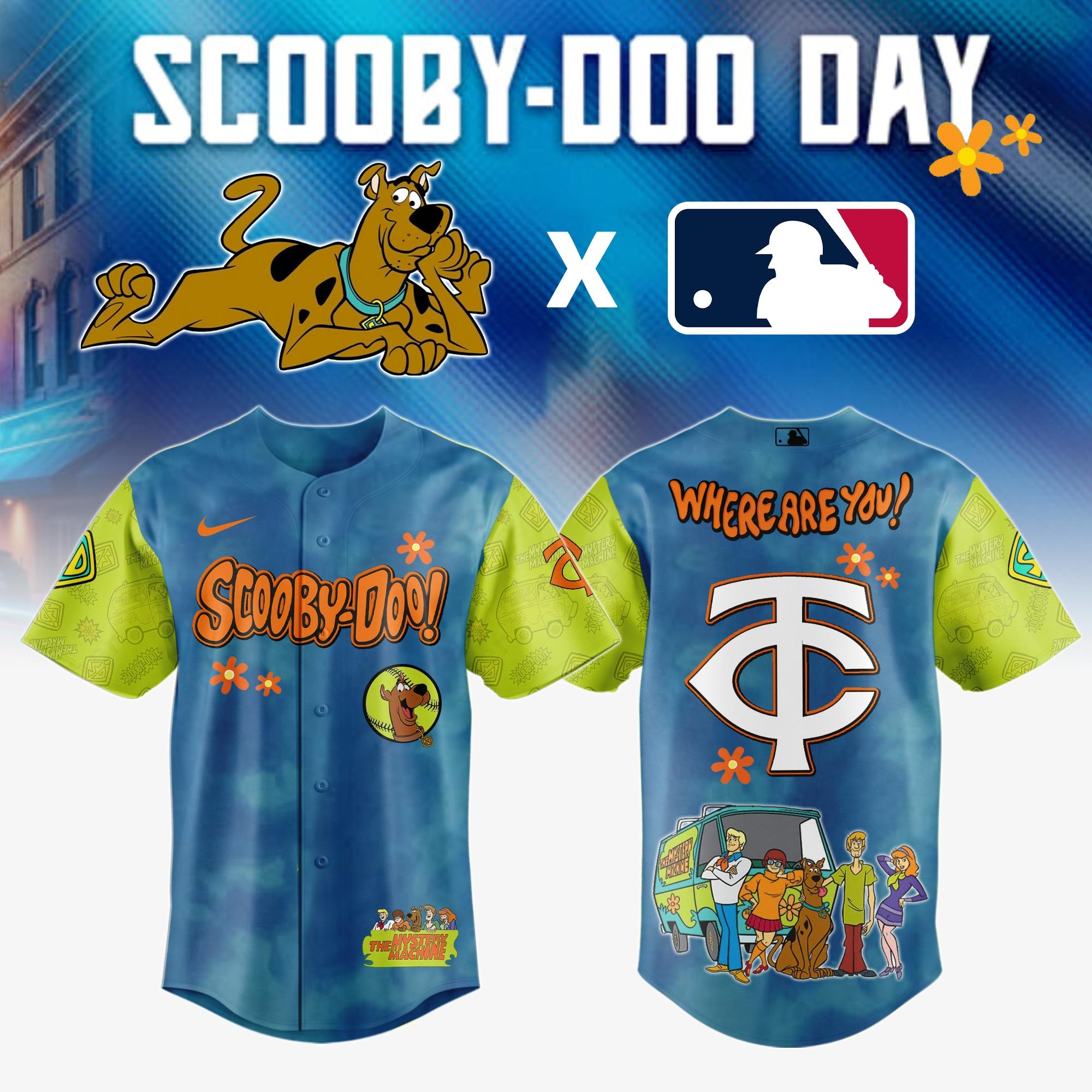 Minnesota Twins MLB x Scooby Doo Jersey Baseball Team Gift Ideas