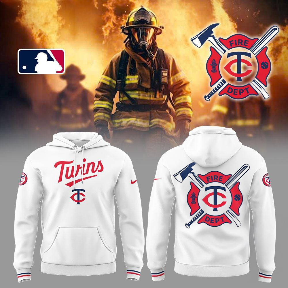 Minnesota Twins x Firefighter Appreciation Night White Hoodie Presents For Basketball Fans