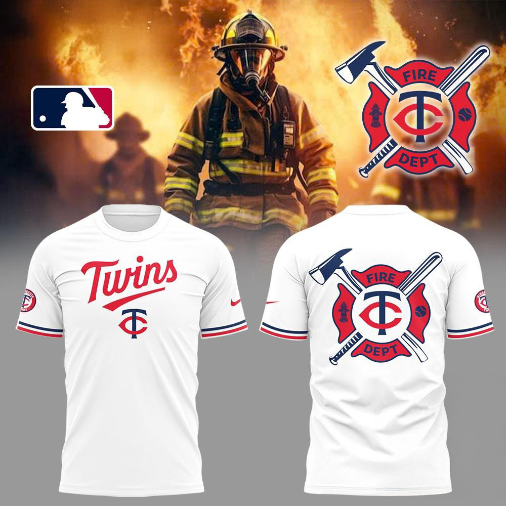 Minnesota Twins x Firefighter Appreciation Night White Shirt Presents For Basketball Fans