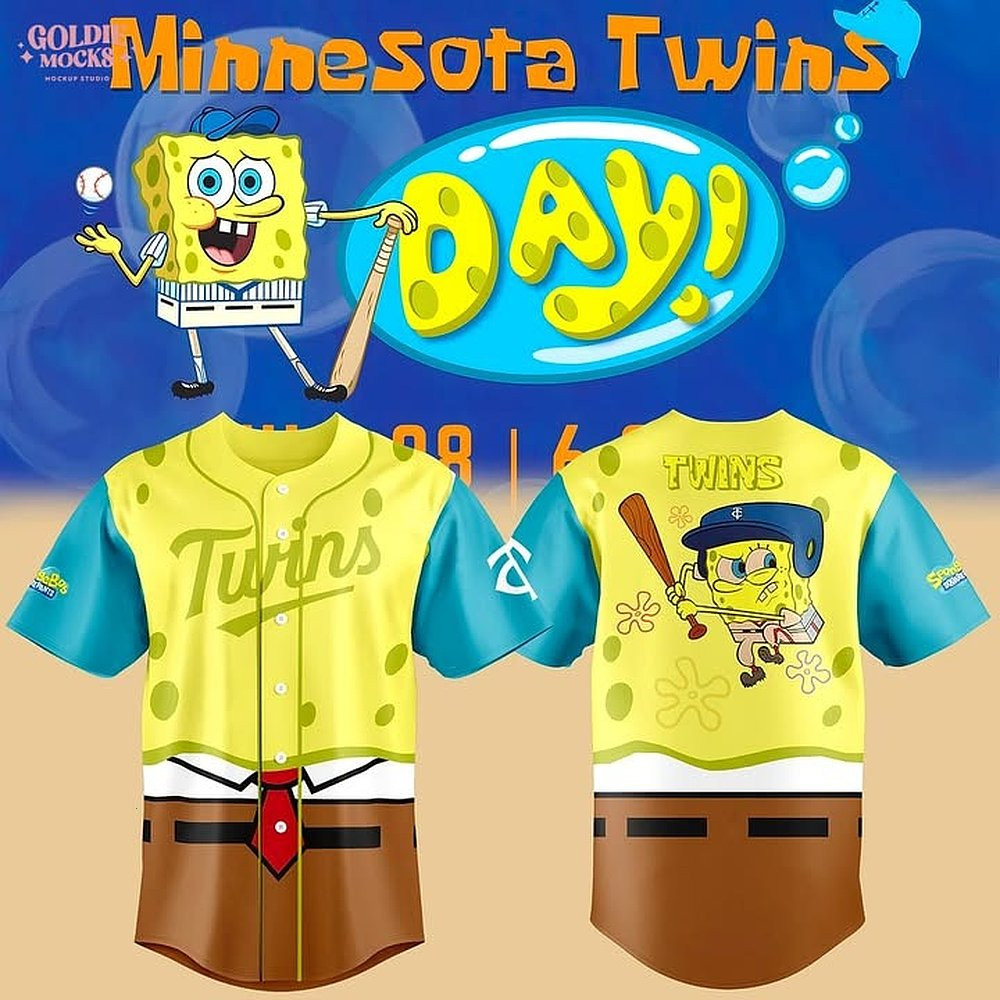 Minnesota Twins x SpongeBob Night Baseball Jersey Perfect Gift For Baseball Supporters