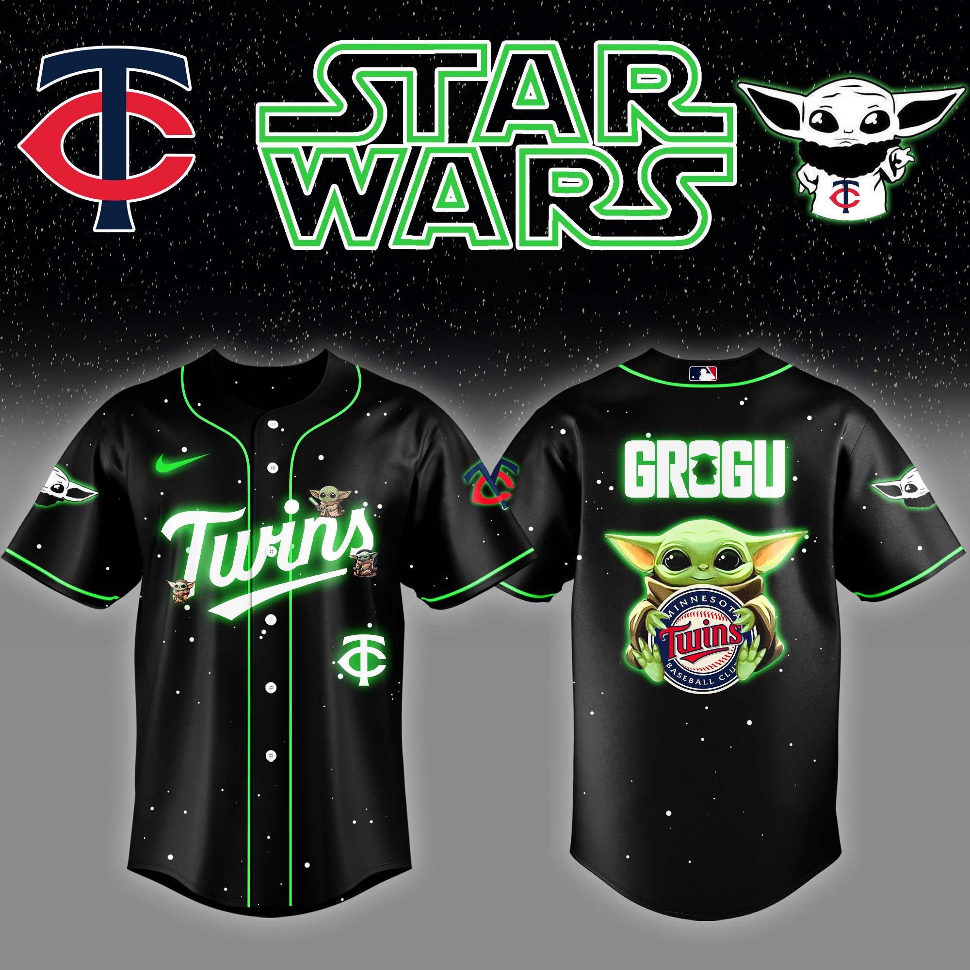 Minnesota Twins x Stars Wars Grogu Night Baseball Jersey Baseball Father's Day Gifts