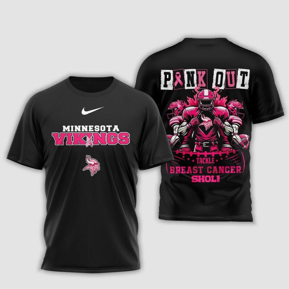 Minnesota Vikings Football Pink Out Tackle Breast Cancer Shirt Gifts For Football Fan