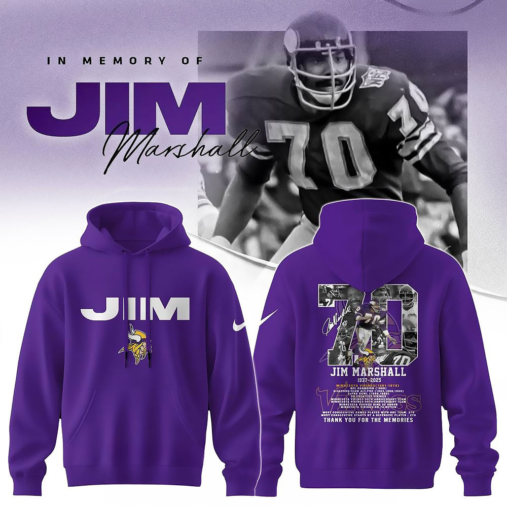 Minnesota Vikings In Memory of Jim Marshall Special Hoodie Presents For Football Fans