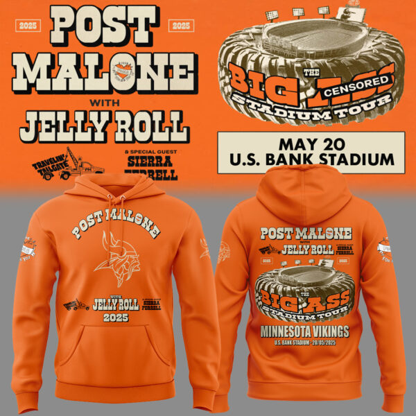 Minnesota Vikings Post Malone With Jelly Roll Hoodie Minnesota Vikings Merch Gifts For Football Player