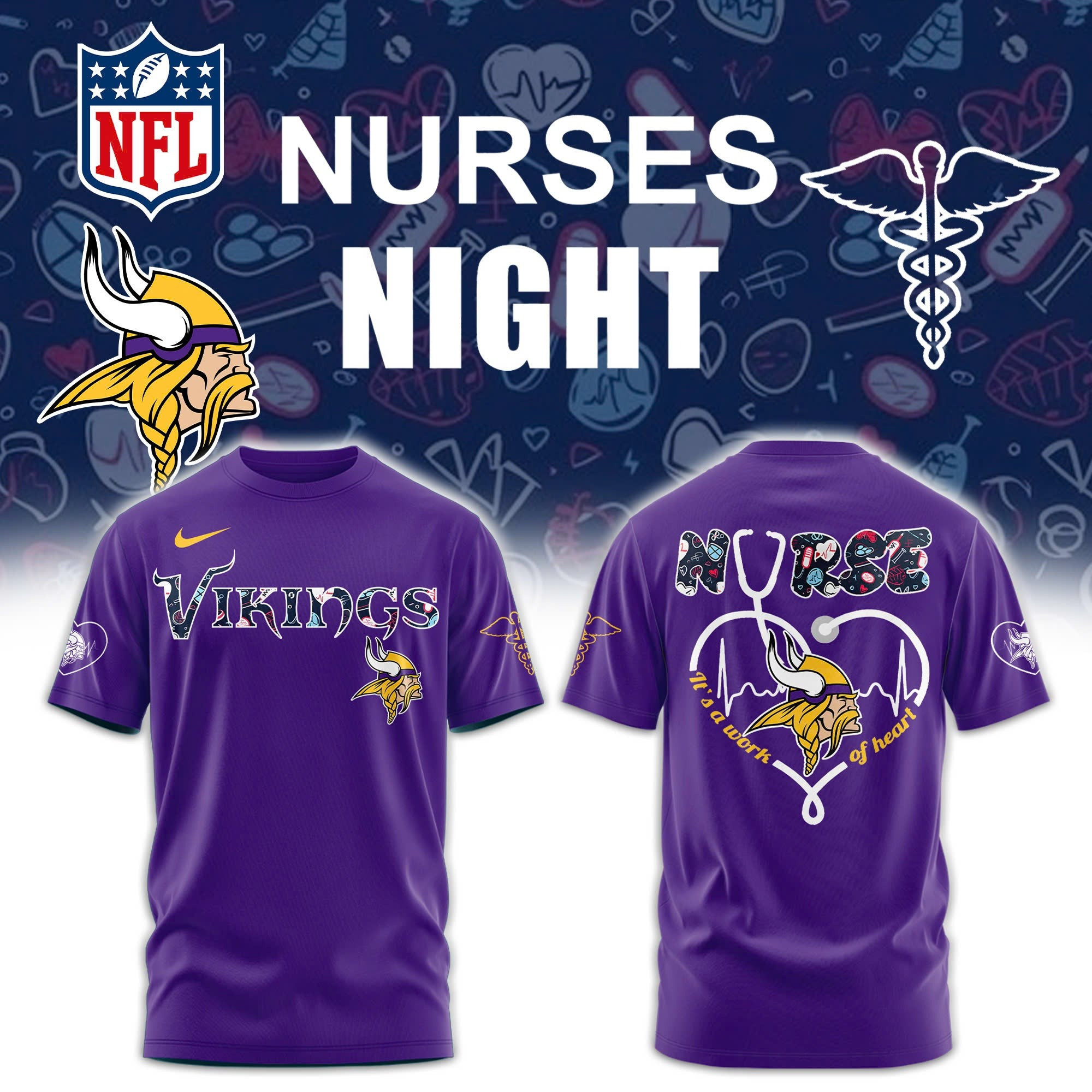 Minnesota Vikings x Nurses Night T-shirt Presents For Baseball Lovers