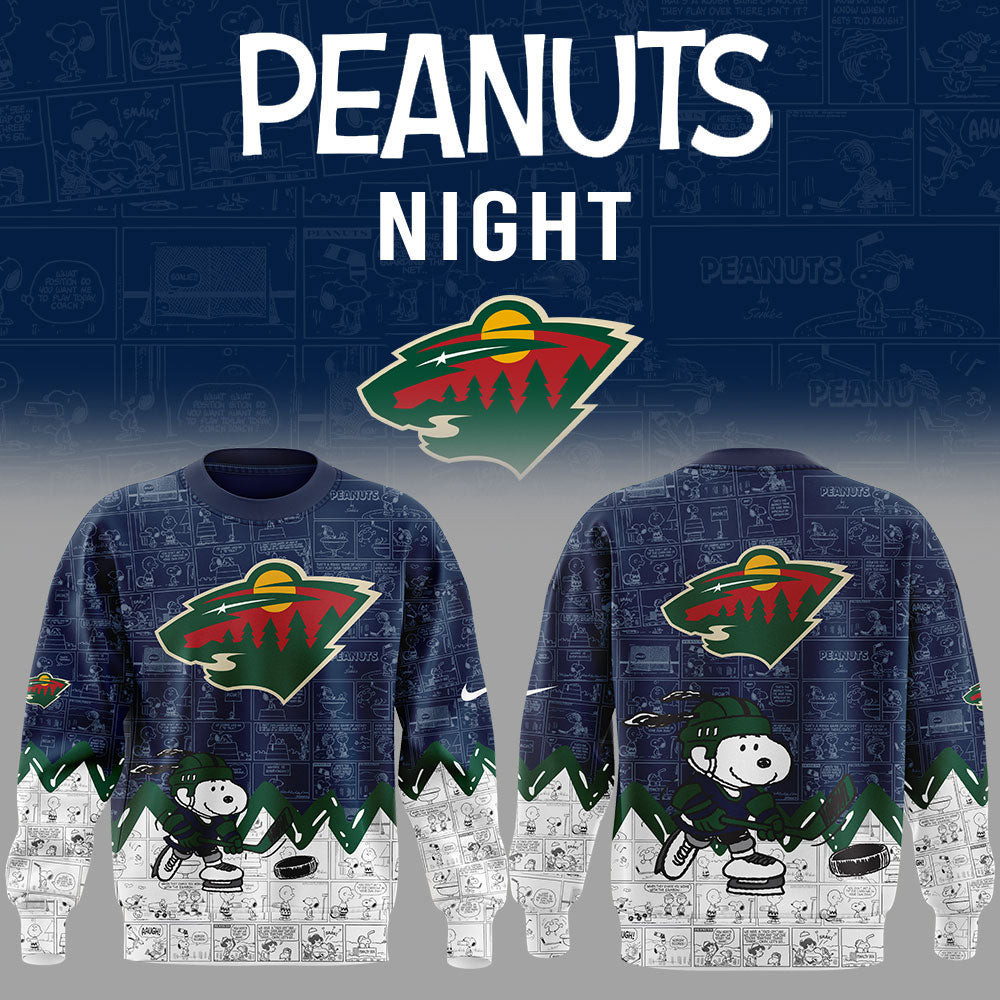 Minnesota Wild X Anniversary Of Peanuts Sweatshirt Gifts For Hockey Fans