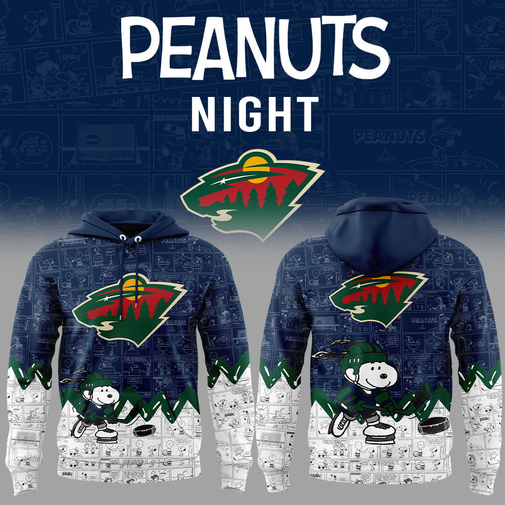 Minnesota Wild X Peanuts Snoopy Hoodie Presents For Hockey Lovers