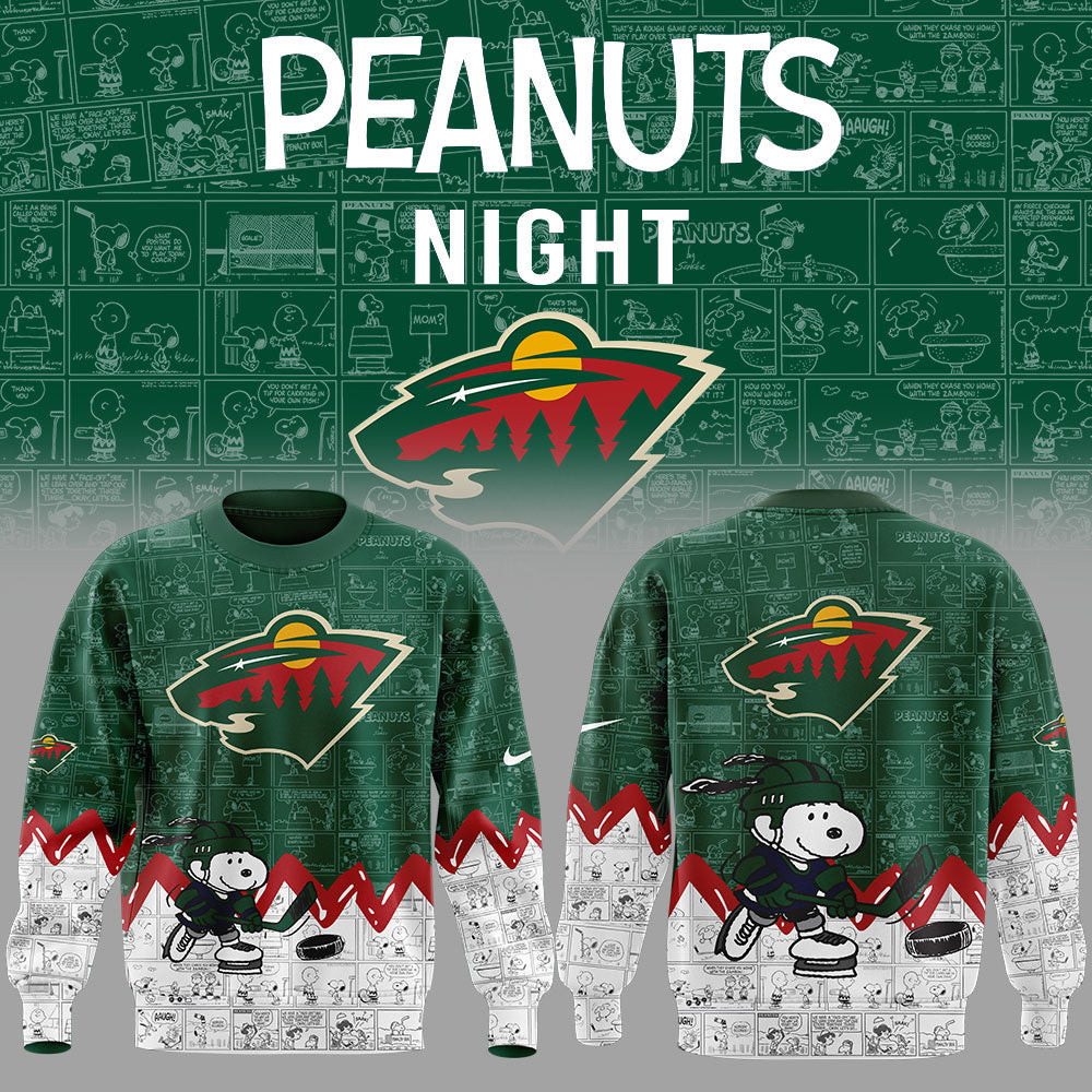 Minnesota Wild X Peanuts Snoopy Sweatshirt Presents For Hockey Lovers