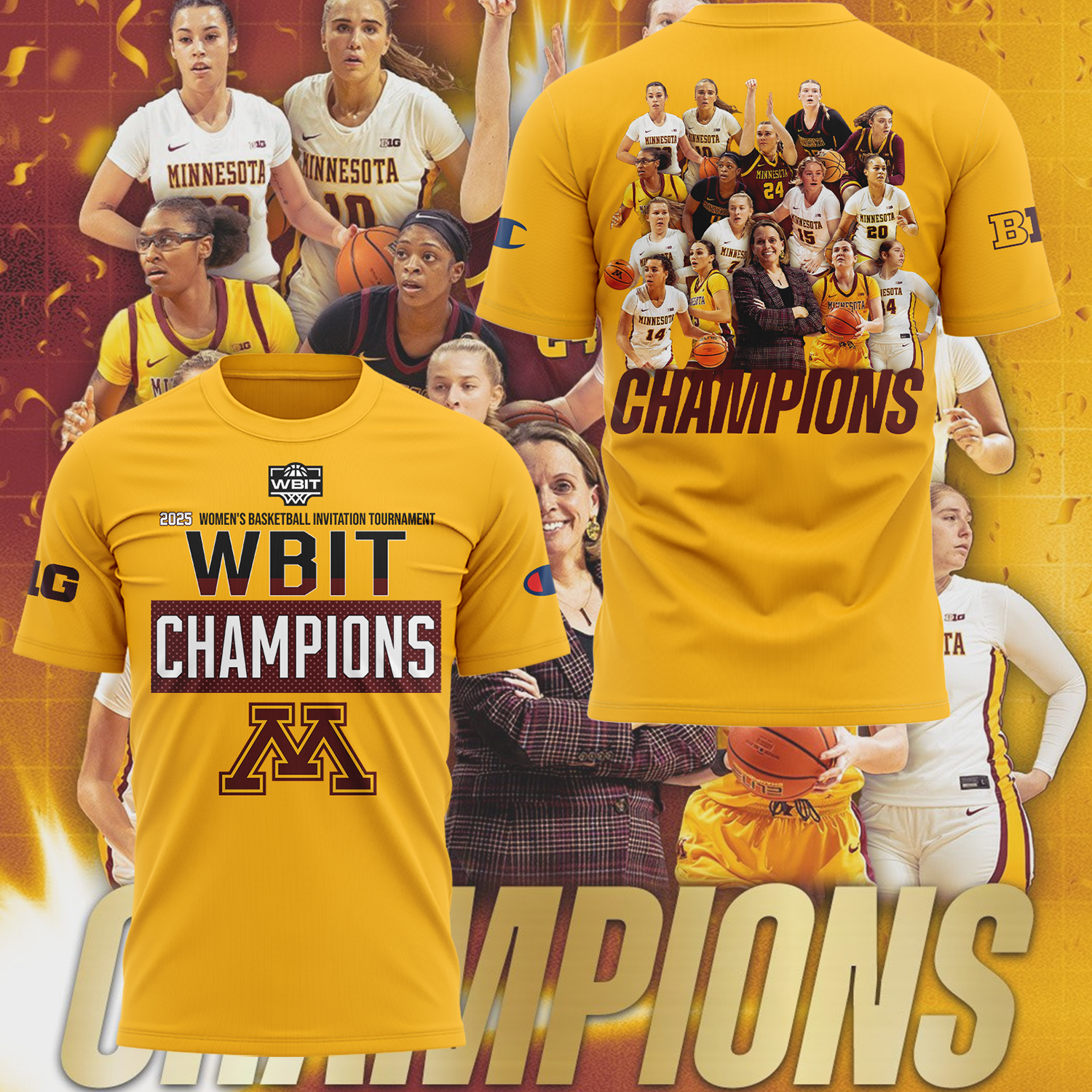 Minnesota Women's Basketball X 2025 Wbit Champions T-Shirt Great Gifts For Basketball Players